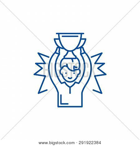 Medalist Line Icon Concept. Medalist Flat  Vector Symbol, Sign, Outline Illustration.