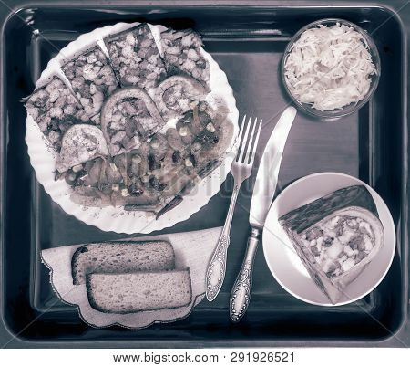Saltison: Delicious Meat Appetizer With Various Vegetables.