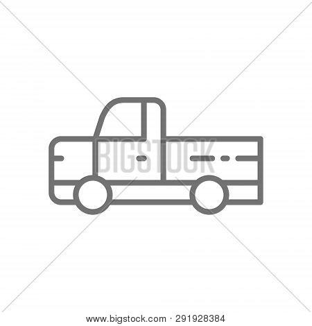 Pickup Truck, Pick-up Car, Vehicle Line Icon.