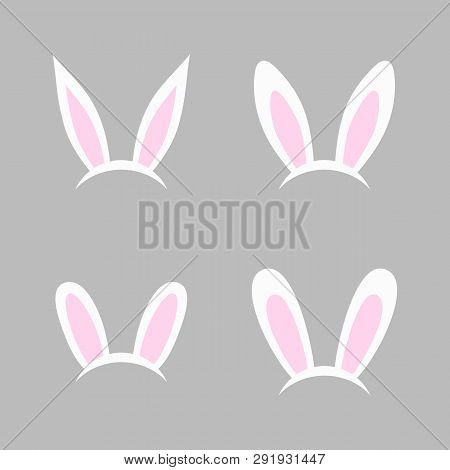 Bunny Ears - Vector Set. Easter Bunny Headband. Easter Bunny Ears Mask. Hare Ears Head Accessory. Ve