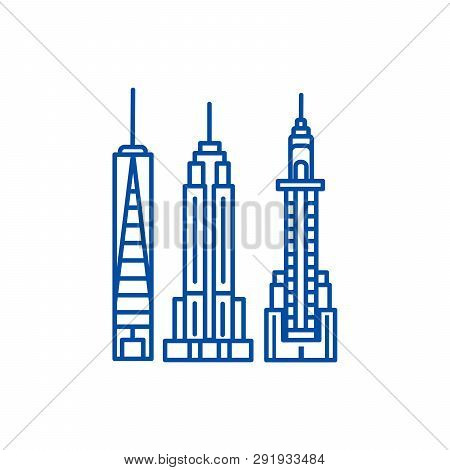 New York Skyline Line Icon Concept. New York Skyline Flat  Vector Symbol, Sign, Outline Illustration
