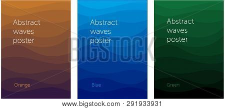 Set Of Colorful Covers. Wavy Lines. Orange, Blue And Green Colors. Modern Design. Eps10 Vector