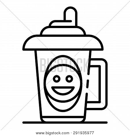 Emoji Sippy Cup Icon. Outline Emoji Sippy Cup Icon For Web Design Isolated On White Background