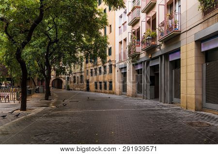 View Of L'allada Vermell Street In Barcelona