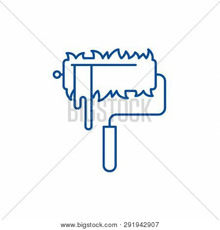 Paint Roller Line Icon Concept. Paint Roller Flat  Vector Symbol, Sign, Outline Illustration.