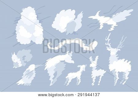 Vector Animal Shaped Cloud. Flat Pastel Set