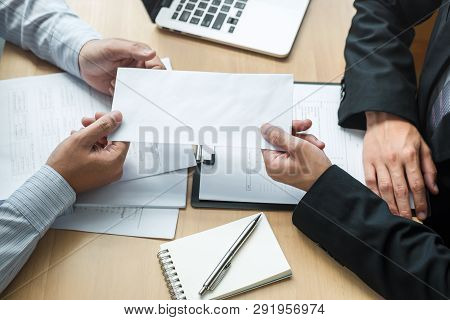 Employer Boss Sending A Remuneration Letter To Businessman In Order To Dismiss Contract, Changing An