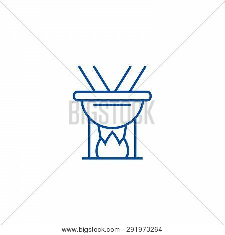 Fondue Line Icon Concept. Fondue Flat  Vector Symbol, Sign, Outline Illustration.
