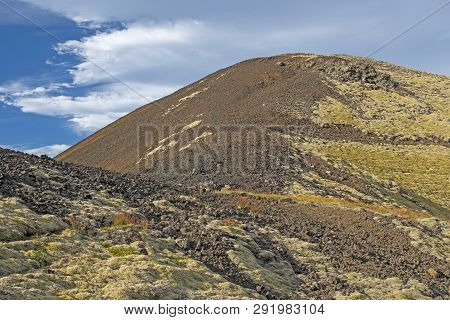 Colorful Grabrok Crater In The Sun Near Grabrok, Iceland