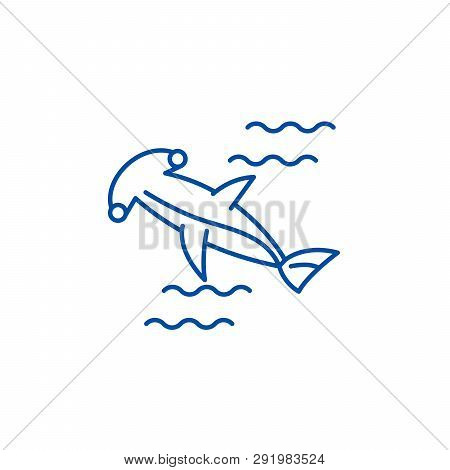 Hammer Fish Line Icon Concept. Hammer Fish Flat  Vector Symbol, Sign, Outline Illustration.