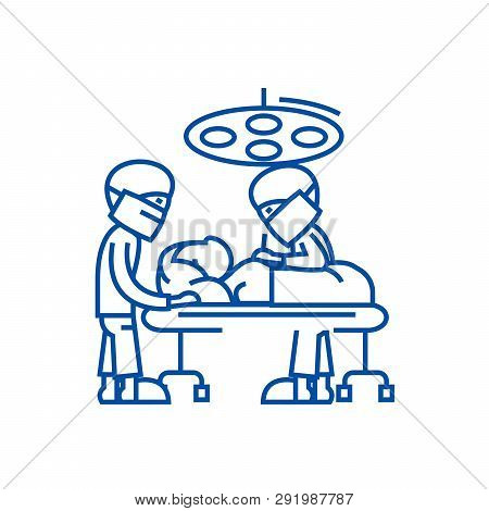 Hospital Room With  Line Icon Concept. Hospital Room With  Flat  Vector Symbol, Sign, Outline Illust