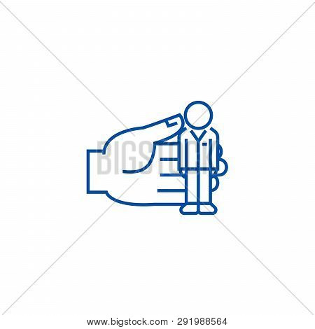 Human Recources, Key Person Line Icon Concept. Human Recources, Key Person Flat  Vector Symbol, Sign