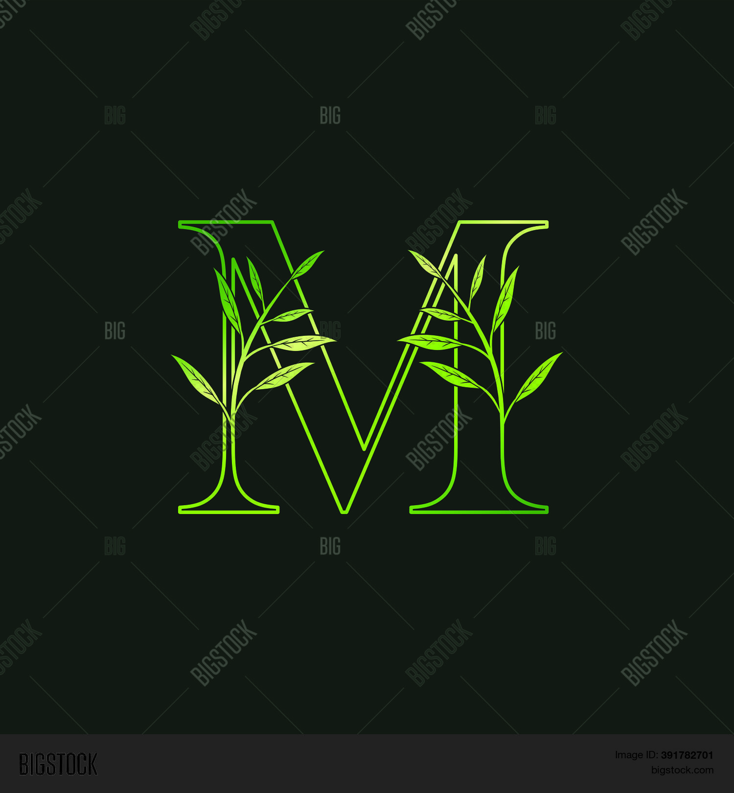 Green Nature M Letter Vector & Photo (Free Trial) Bigstock