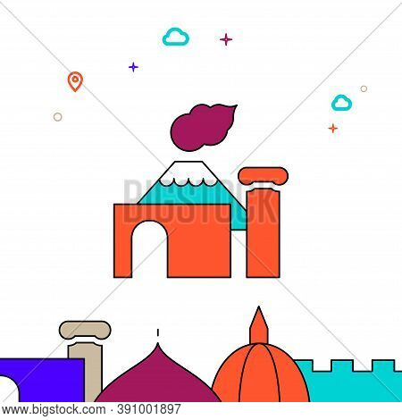 Pompeii, Italy Filled Line Vector Icon, Simple Illustration, World Landmarks Related Bottom Border.