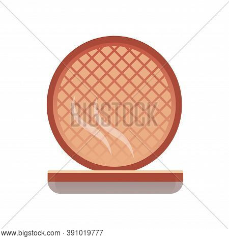 Open Hot Waffle Iron. Electric Kitchen Appliance For Frying And Baking. Vector Isolated Illustration