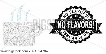 No Flavors Exclamation Textured Seal Imitation And Vector Aroma Cup Mesh Structure. Black Stamp Seal