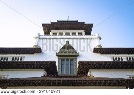 Bandung, West Java / Indonesia - 09/21/2019: The View Of Gedung Sate. Grand Dutch Colonial Administr