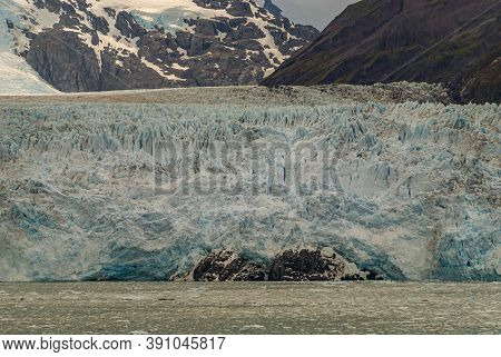 Sarmiento Channel, Chile - December 11, 2008: Amalia Glacier. Closeup Of Part Of Blueish Melting Poi