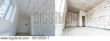 Construction Of The Wooden Frame Of A Roof Fibrerglass Insulation Installed In The Sloping Ceiling O