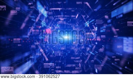 Digital Tunnel Cyberspace And Digital Data Network Connections Concept. Transfer Digital Data Hi-spe