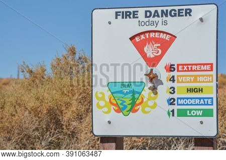 Fire Danger Today Sign In Kanab, Kane County, Utah