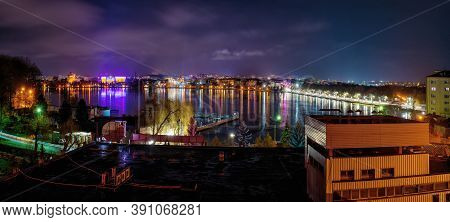 Winter Night In Ternopil, Ukraine