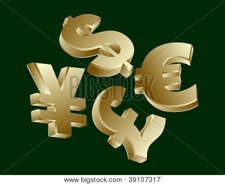 สกุลเงินสัญลักษณ์ - ดอลลาร์ ยูโร เยน สเตอร์ลิง