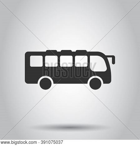 Bus Icon In Flat Style. Coach Vector Illustration On White Isolated Background. Autobus Vehicle Busi