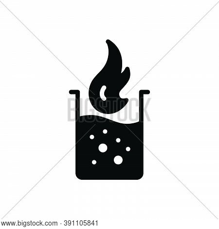 Black Solid Icon For Literally Indeed Fact Forsooth Fire Water Container Emblem Liquid Bakeware