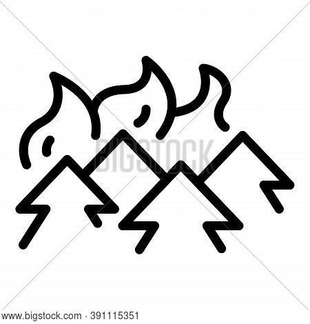 Forest In Fire Icon. Outline Forest In Fire Vector Icon For Web Design Isolated On White Background