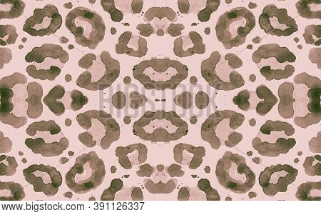 Nude Ocelot Artwork. Beige Trendy Cheetah Skin Texture. Graphic Camouflage Fabric Design. Seamless S