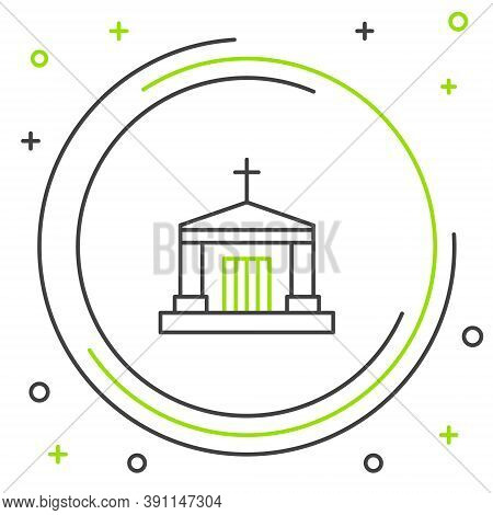 Line Old Crypt Icon Isolated On White Background. Cemetery Symbol. Ossuary Or Crypt For Burial Of De