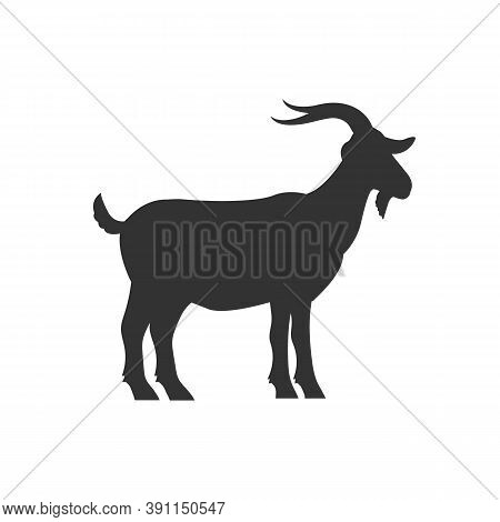 Goat Animal Farm Isolated On White Background. Goat Silhouette Icons. Vector Stock