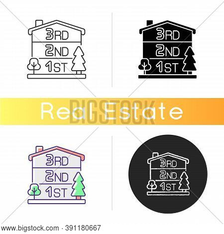 Number Of Stories Icon. Multistorey Building. Levels Of Residential House. Storeys Of Home Structure