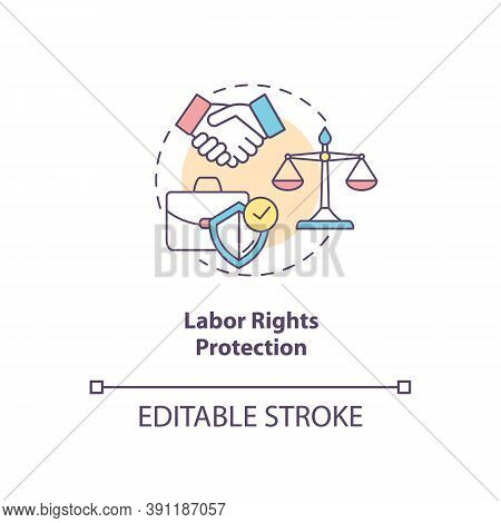 Labor Rights Protection Concept Icon. Social Change Benefit Idea Thin Line Illustration. Right To Wo