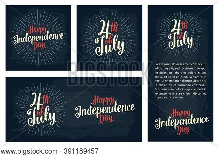 Set Horizontal, Vertical, Square Posters Happy Independence Day