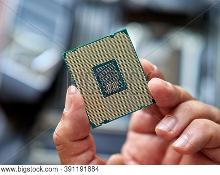 computer procesor close-up, selective focus