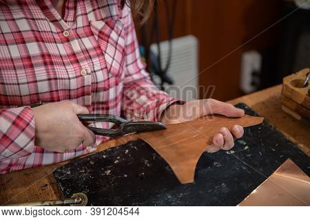 Designing Copper Utensils, The Age Old Art Of Crafting Copper Wares. Master Craftsman Making Copper 