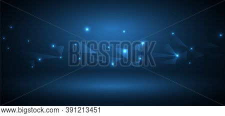 Abstract Futuristic Technology Background Connecting Dots And Lines Network Connnecting. Vector Illu