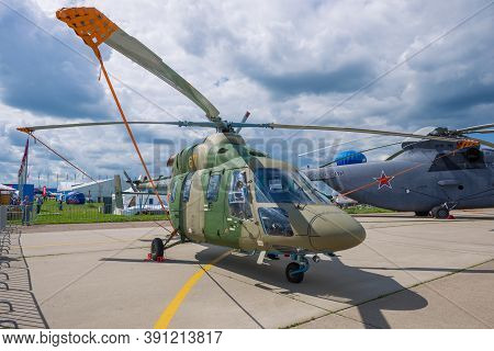 Zhukovsky, Russia - July 20, 2017: Ansat-u Light Training Helicopter On The Maks-2017 Air Show