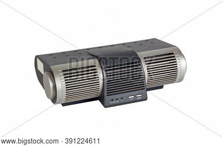 Electronic Air Purifier Appliance With Ionizer And Fan. Isolated On White Background.