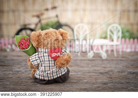 The Back View Of The Teddy Bear Facing The Wall