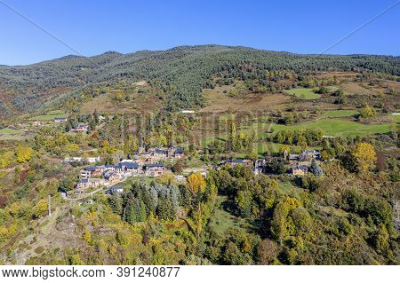 Panoramic View Of The Small Mountain Town Of Ventola, Girona Spain