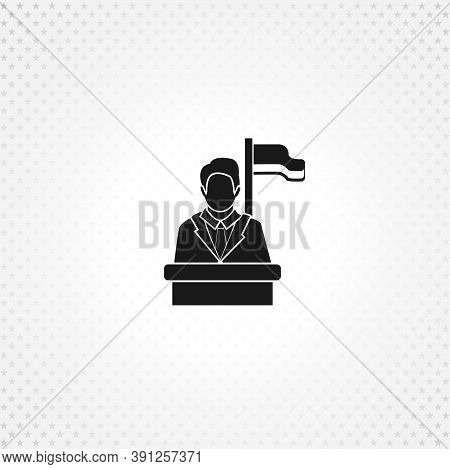 Speaker Icon. Orator Speaking From Tribune Isolated Solid Vector Icon