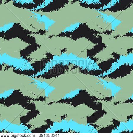 Green Brush Stroke Fur Seamless Pattern