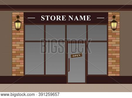 The Layout Of The Shop Window With Large Transparent Windows In Vector