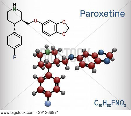 Paroxetine, Antidepressant, Selective Serotonin Reuptake Inhibitor Ssri, Molecule. It Is Used In The