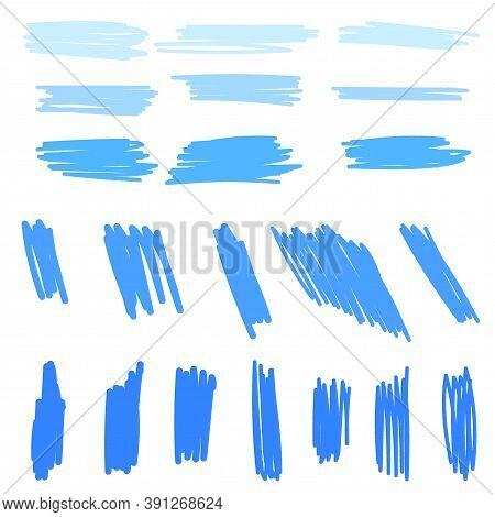 Set Vector Marker Strokes In Blye Color