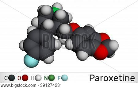 Paroxetine, Antidepressant, Selective Serotonin Reuptake Inhibitor Ssri, Molecule. It Is Used In The