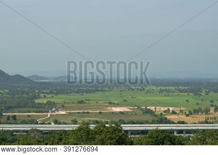 Landscape Of Under Construction Of Motorway At Upcountry In Thailand